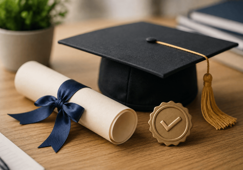 Diplôme et attestation symbolisant la validation d'une formation.